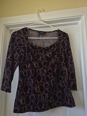 George Black Top with Red and White Ring Print
